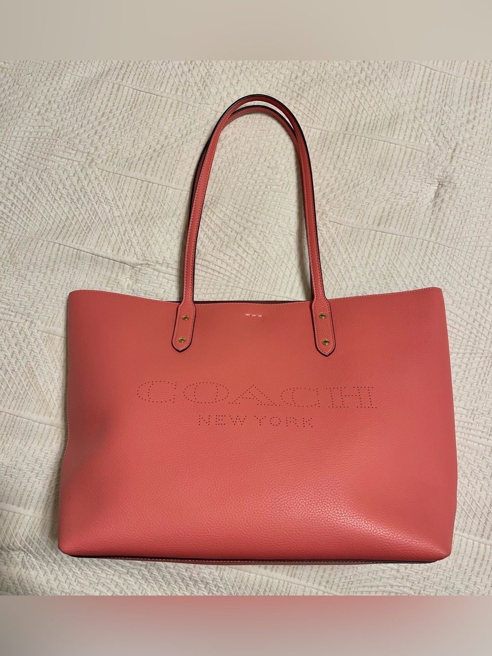 Coach Town Tote Coral Pink Leather